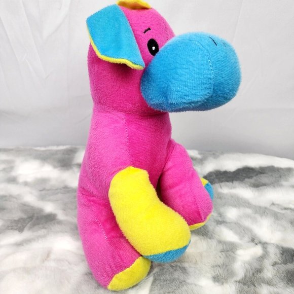 Kellytoy Pink Blue Yellow Colorblock Donkey Stuffed Animal Plush Toy- 2013 - 11" - Picture 3 of 8